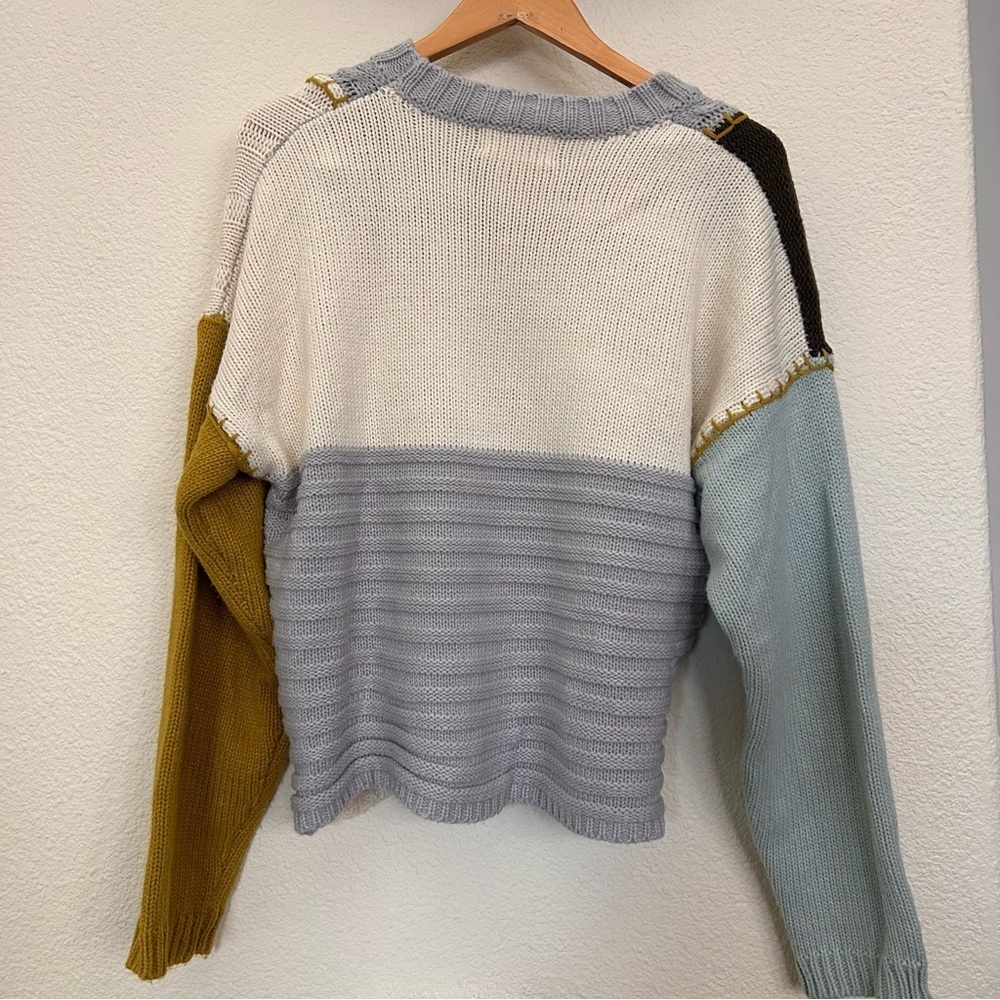 MERLOT Random Stitch Loose Knit color block sweater one size purchased in Japan - Picture 7 of 15